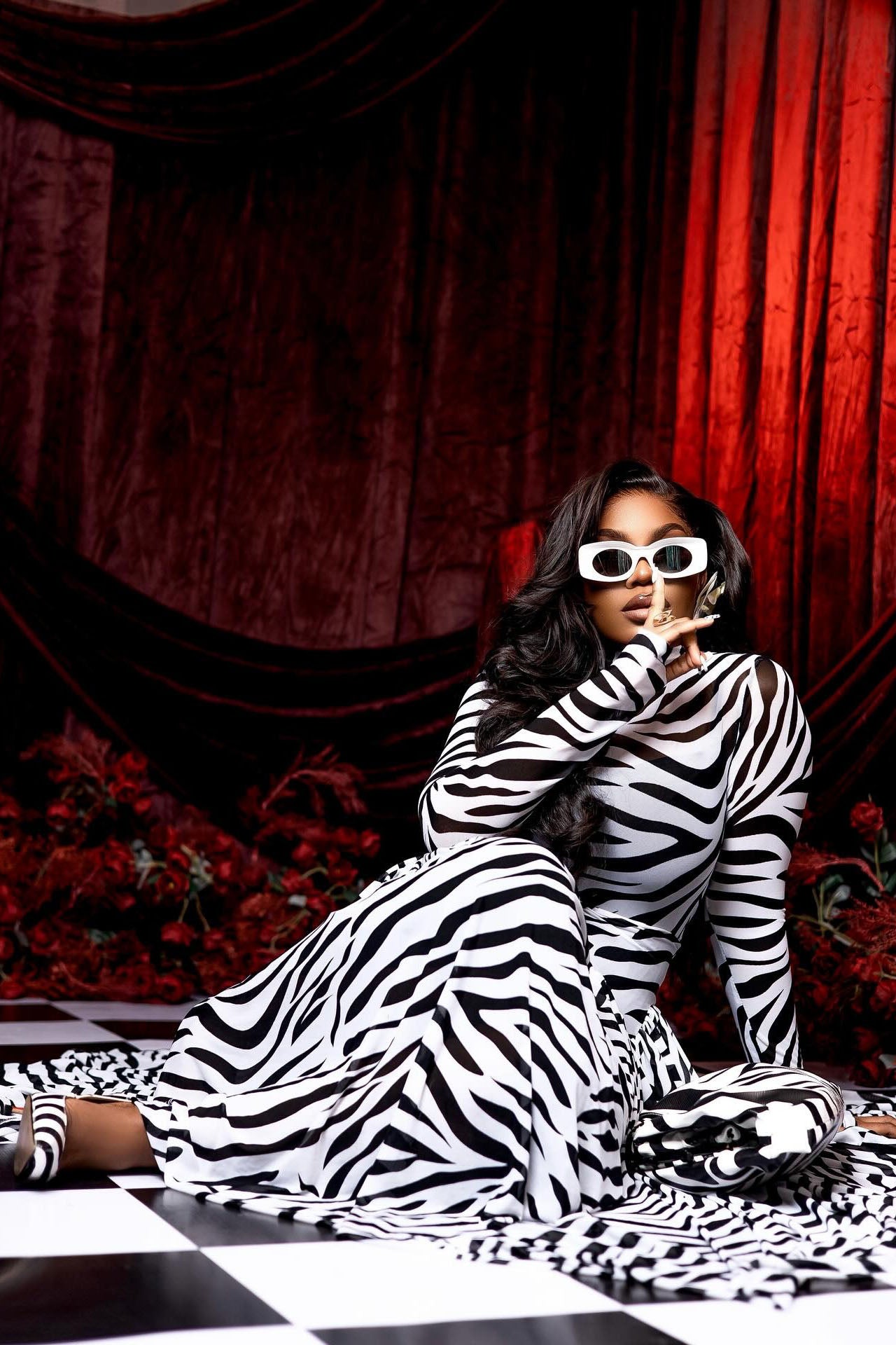 Sheer Zebra Flowy Evening Maxi Dress