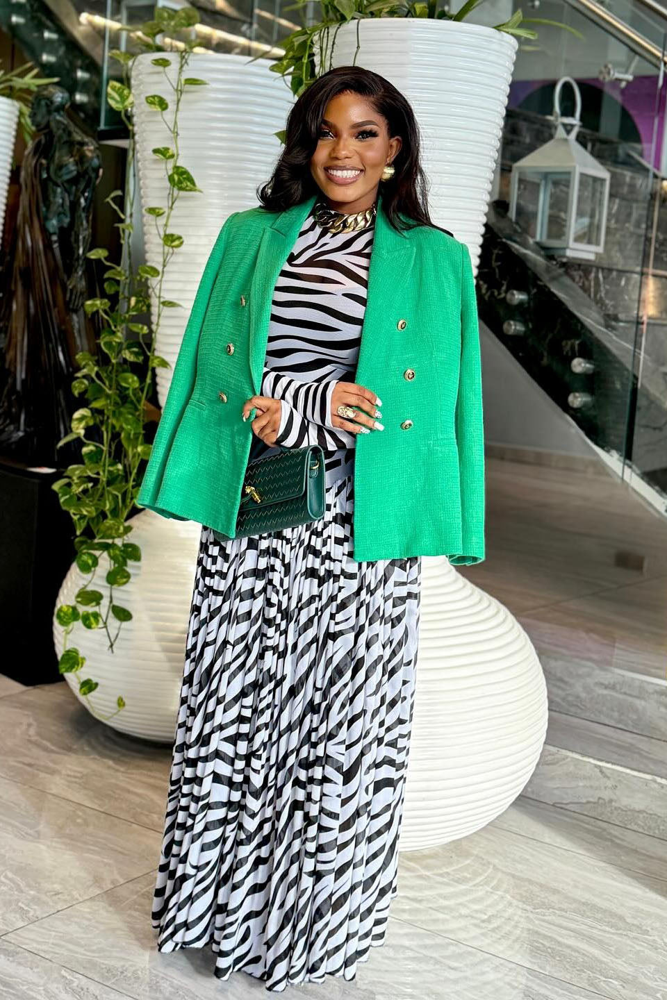 Sheer Zebra Flowy Evening Maxi Dress