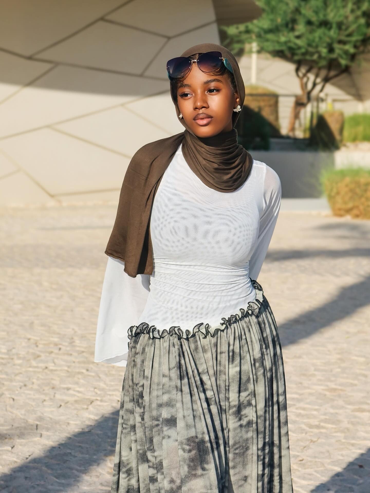 Ink Wash Pleated Paneled Maxi Dress