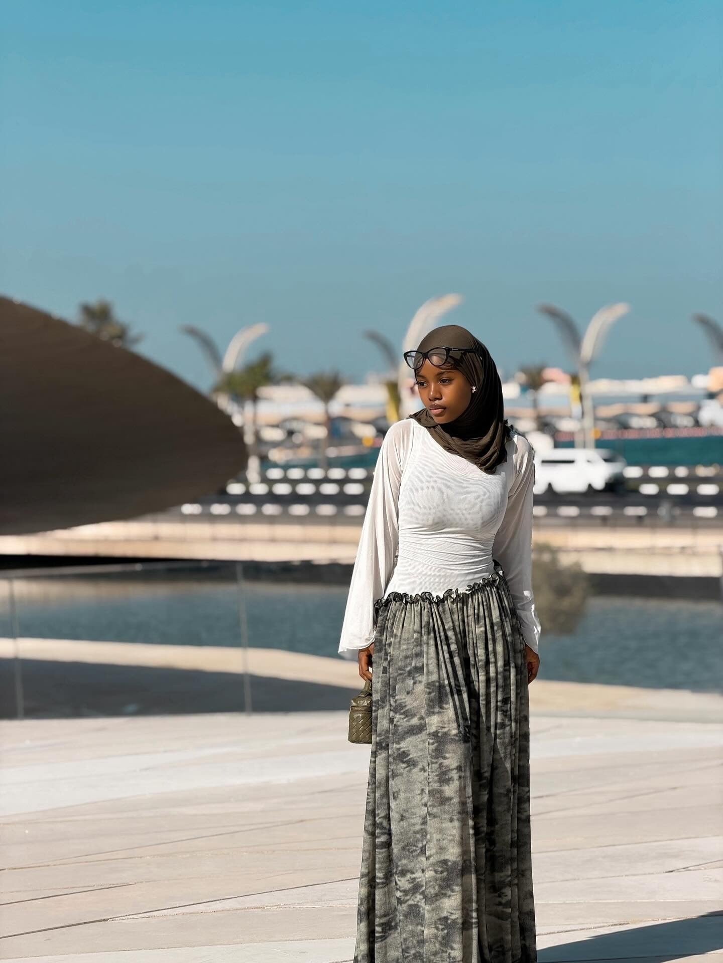 Ink Wash Pleated Paneled Maxi Dress