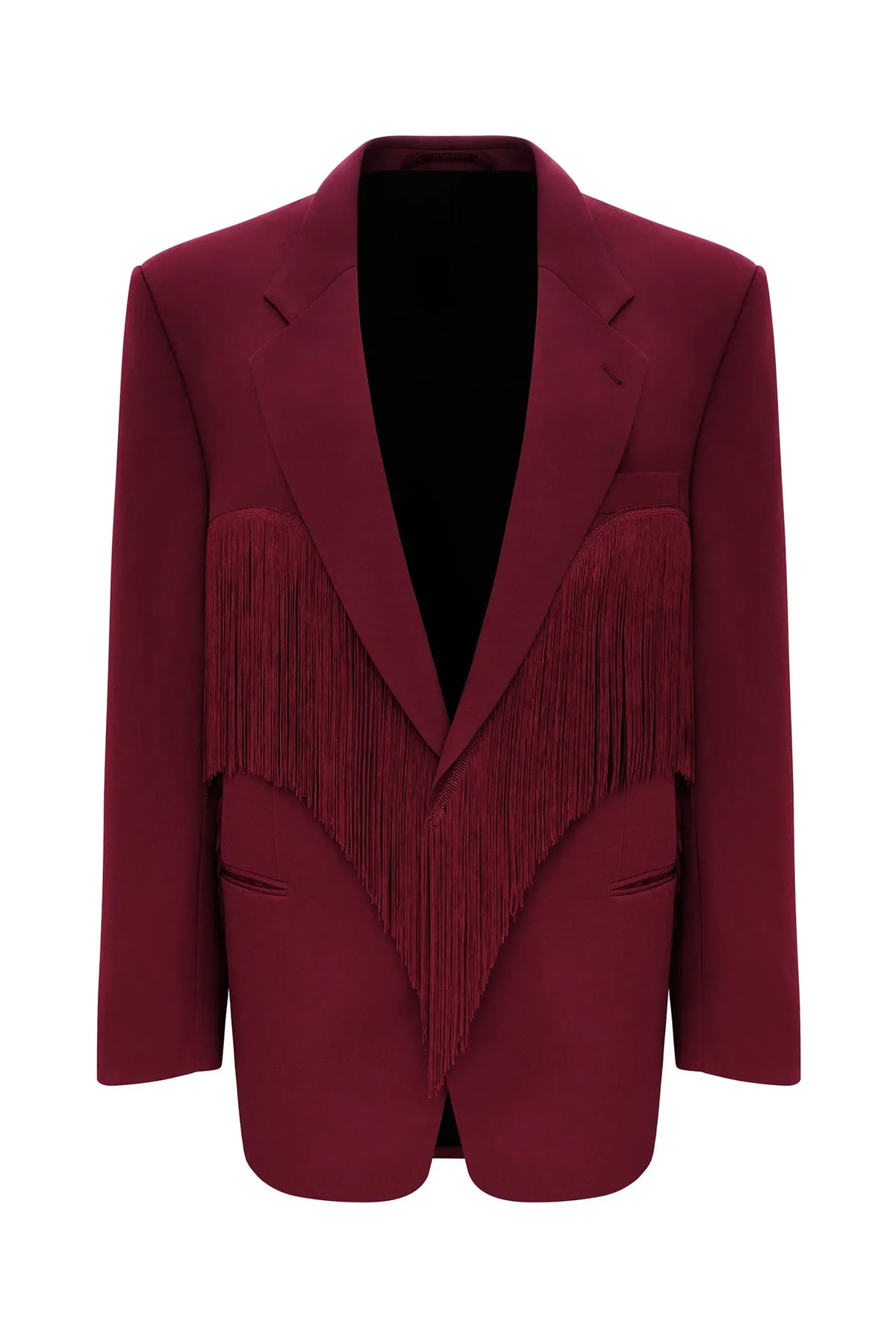 Burgundy Fringe Heart Blazer Jacket