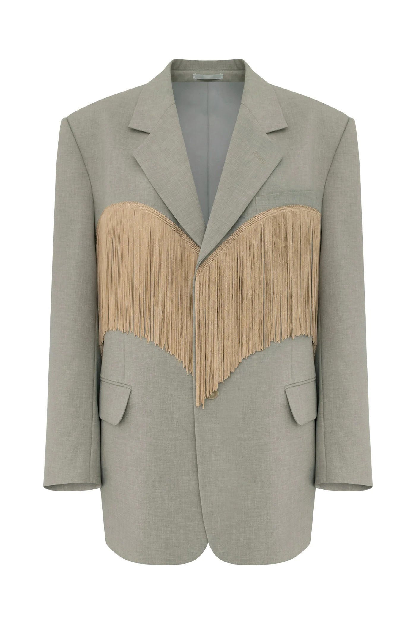 Pistachio Fringe Heart Blazer Jacket