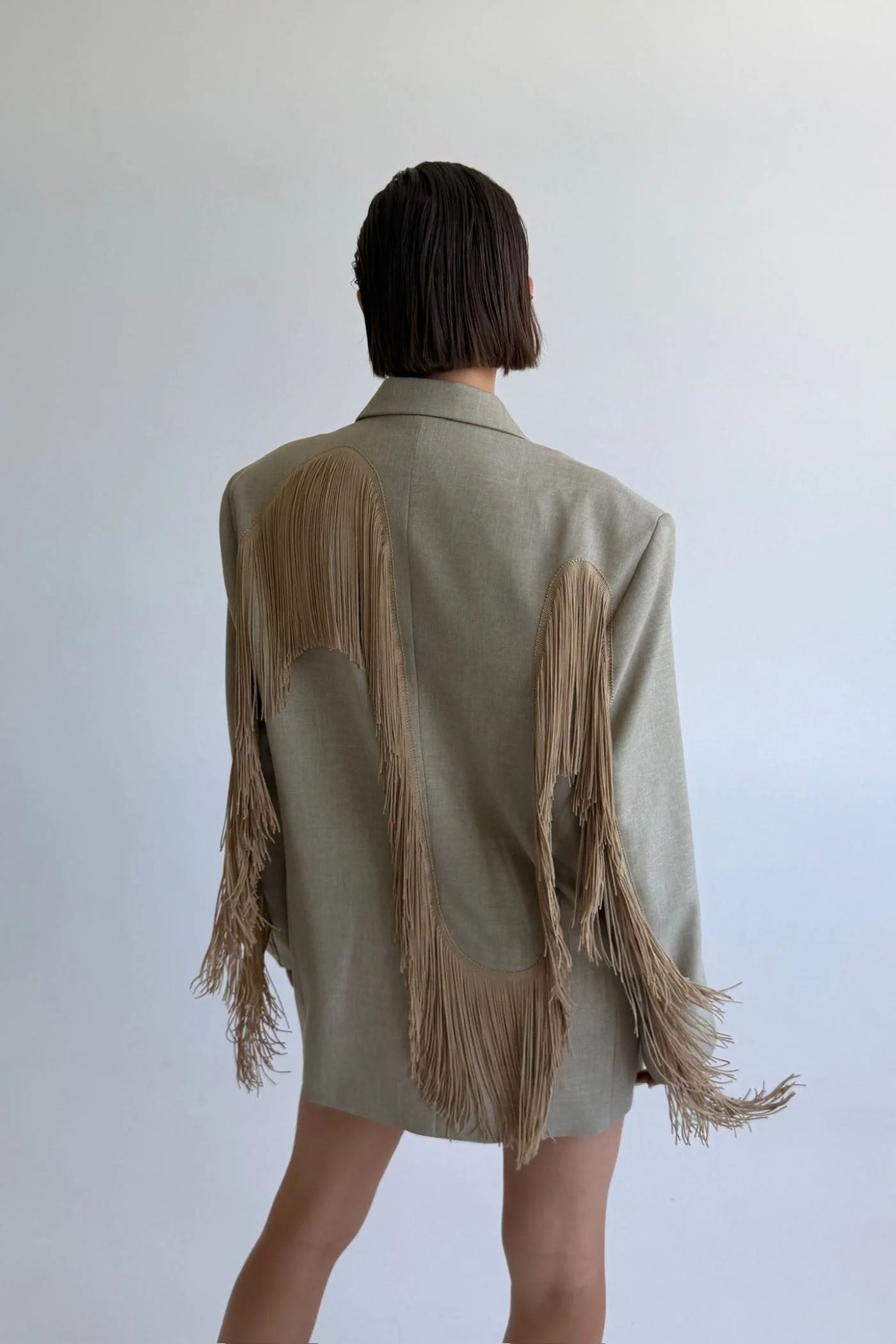 Pistachio Fringe Heart Blazer Jacket