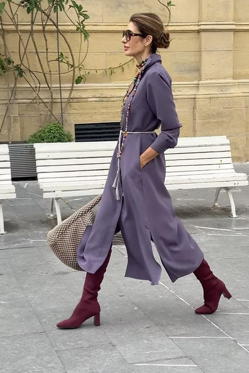 Retro Style Lapel Shirt Dress