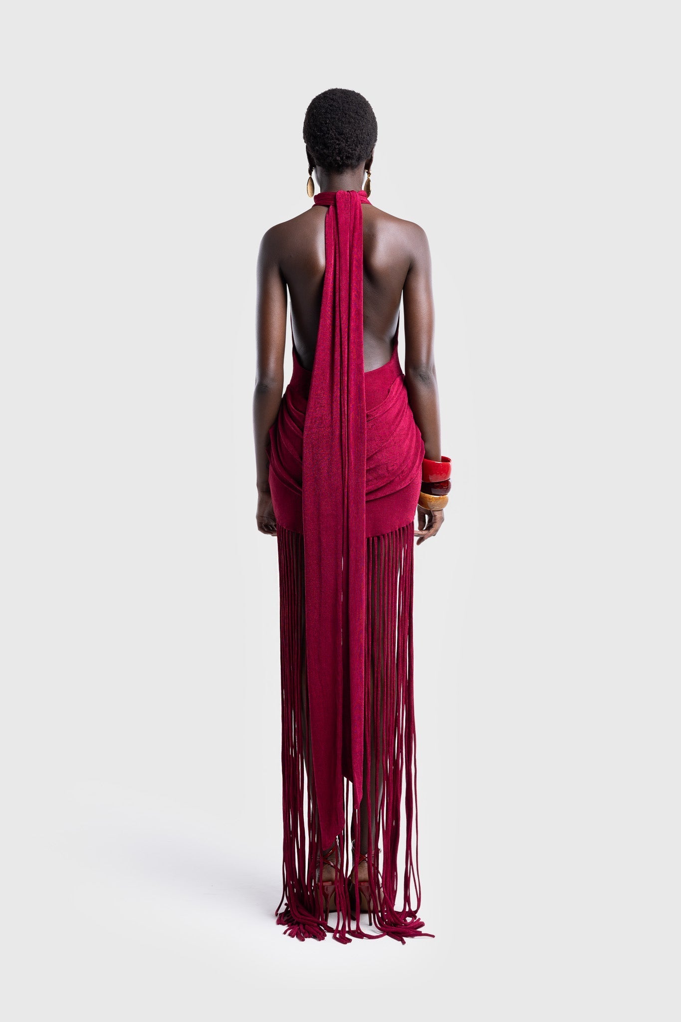 Azurblaues Rand-Halo-Maxikleid