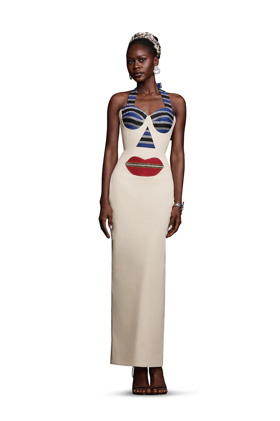 Vestido Comprido com Estampa de Rosto