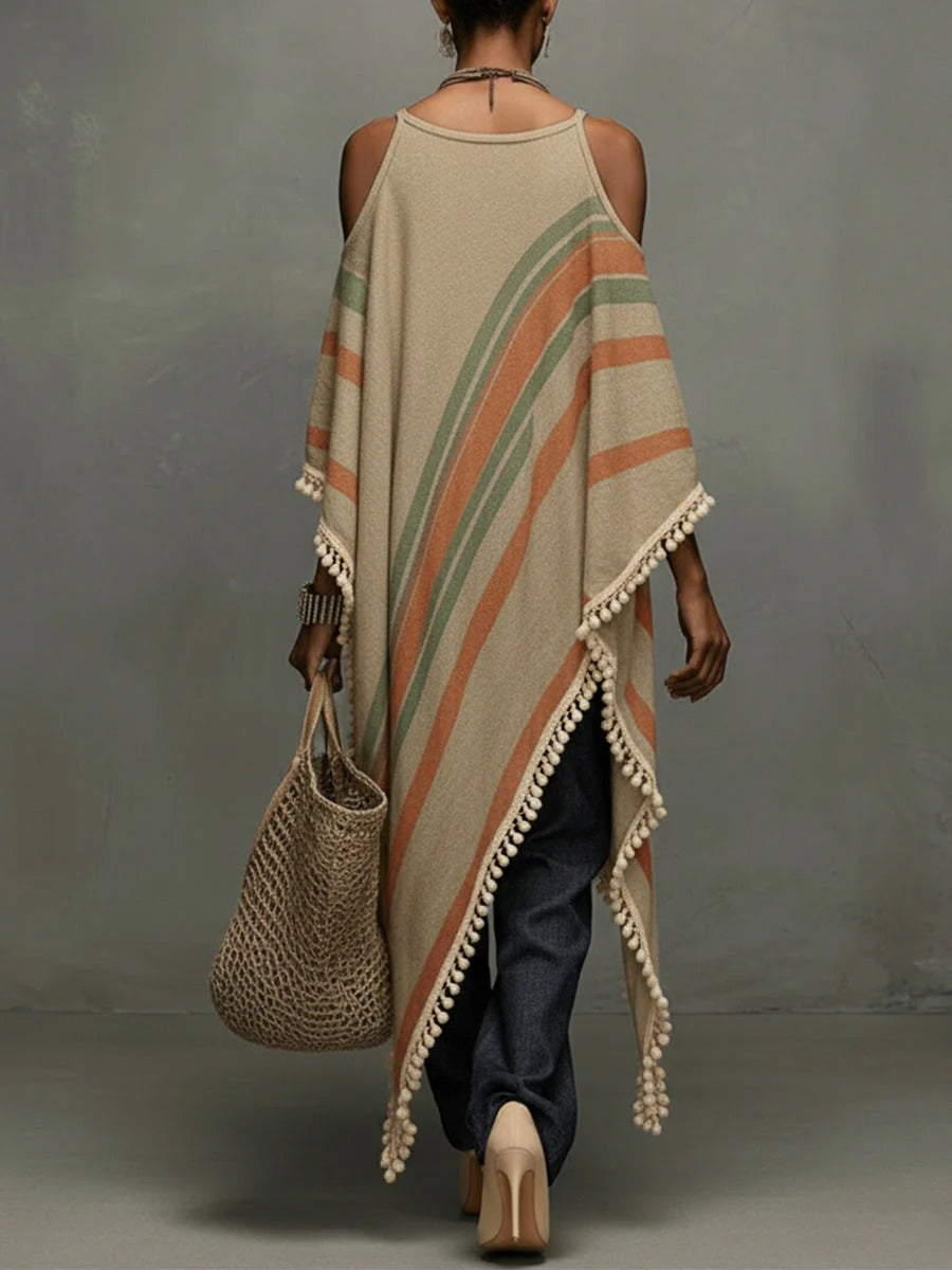 Rood-witte geometrische midi-jurk met lagen
