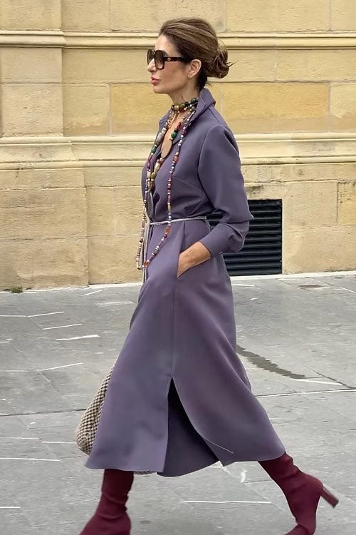 Retro Style Lapel Shirt Dress
