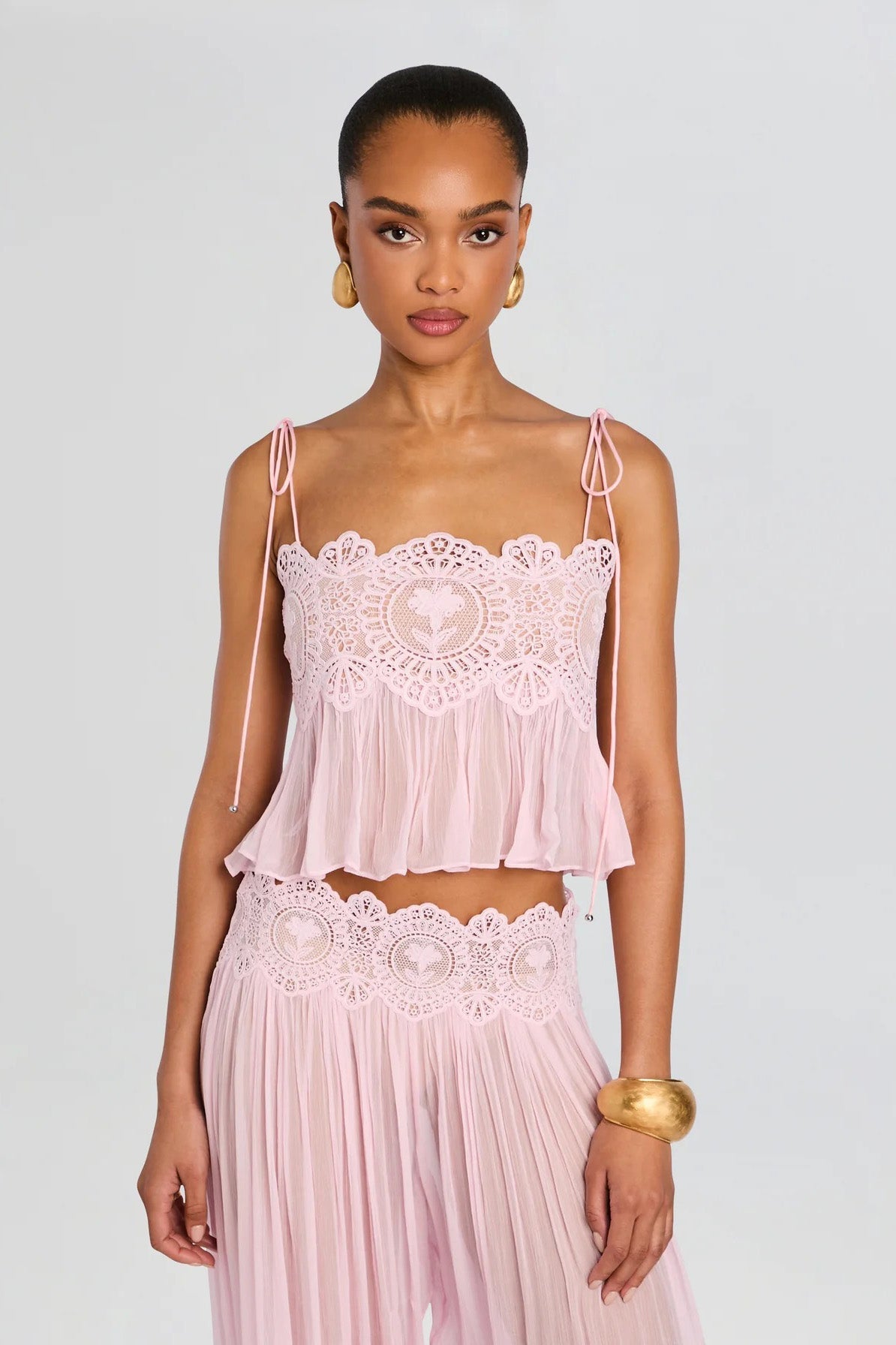 Rosa Spëtz-Babydoll Crop-Top