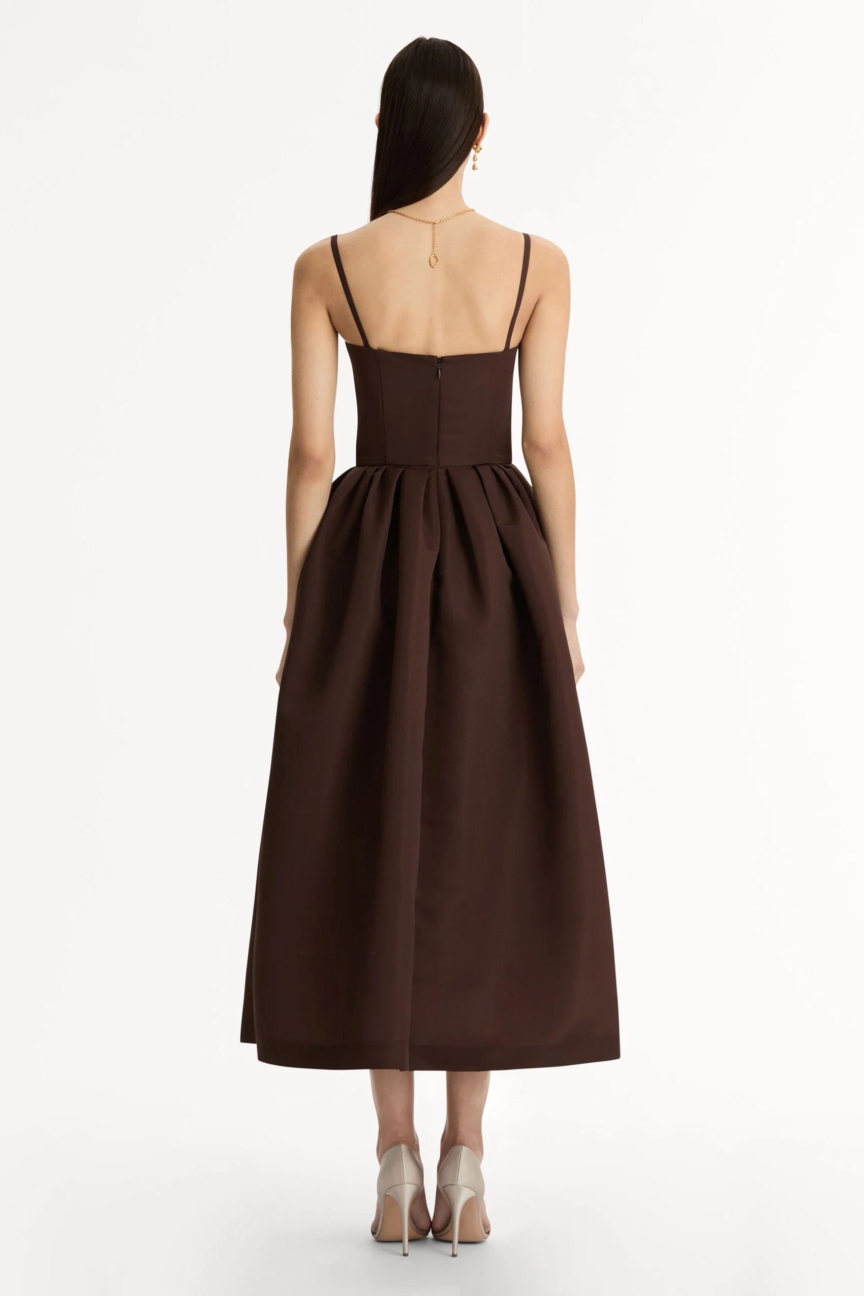 Elegant Blummen Spaghetti-Rimm Midi-Kleed