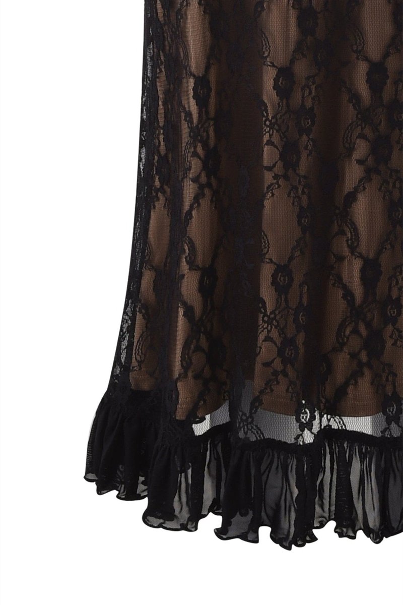 Robe longue à volants en dentelle florale Ina