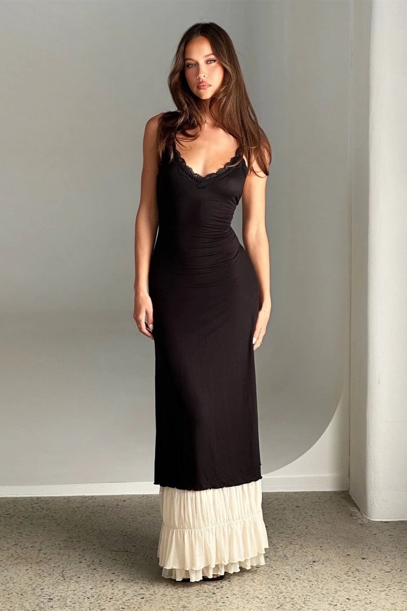 irene maxi dress Irene V-neck Lace Trim Maxi Dress
