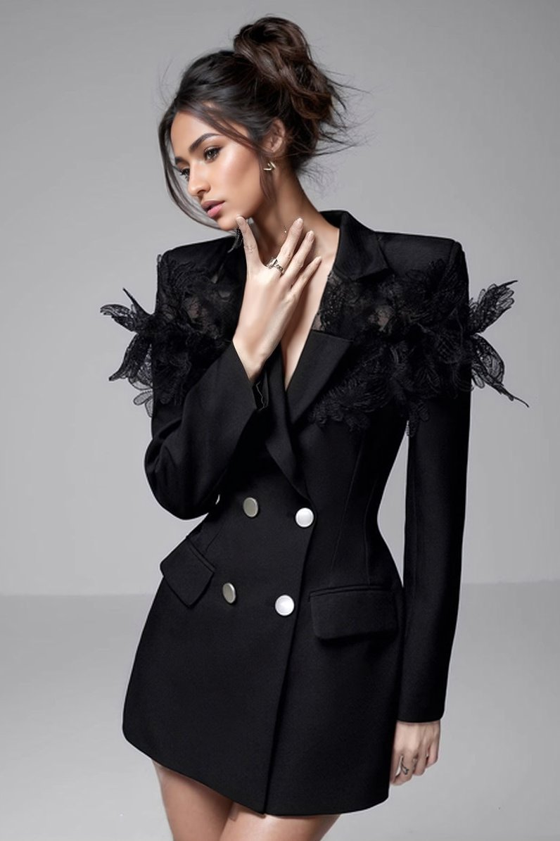 Vestido blazer mini de encaje Joanne