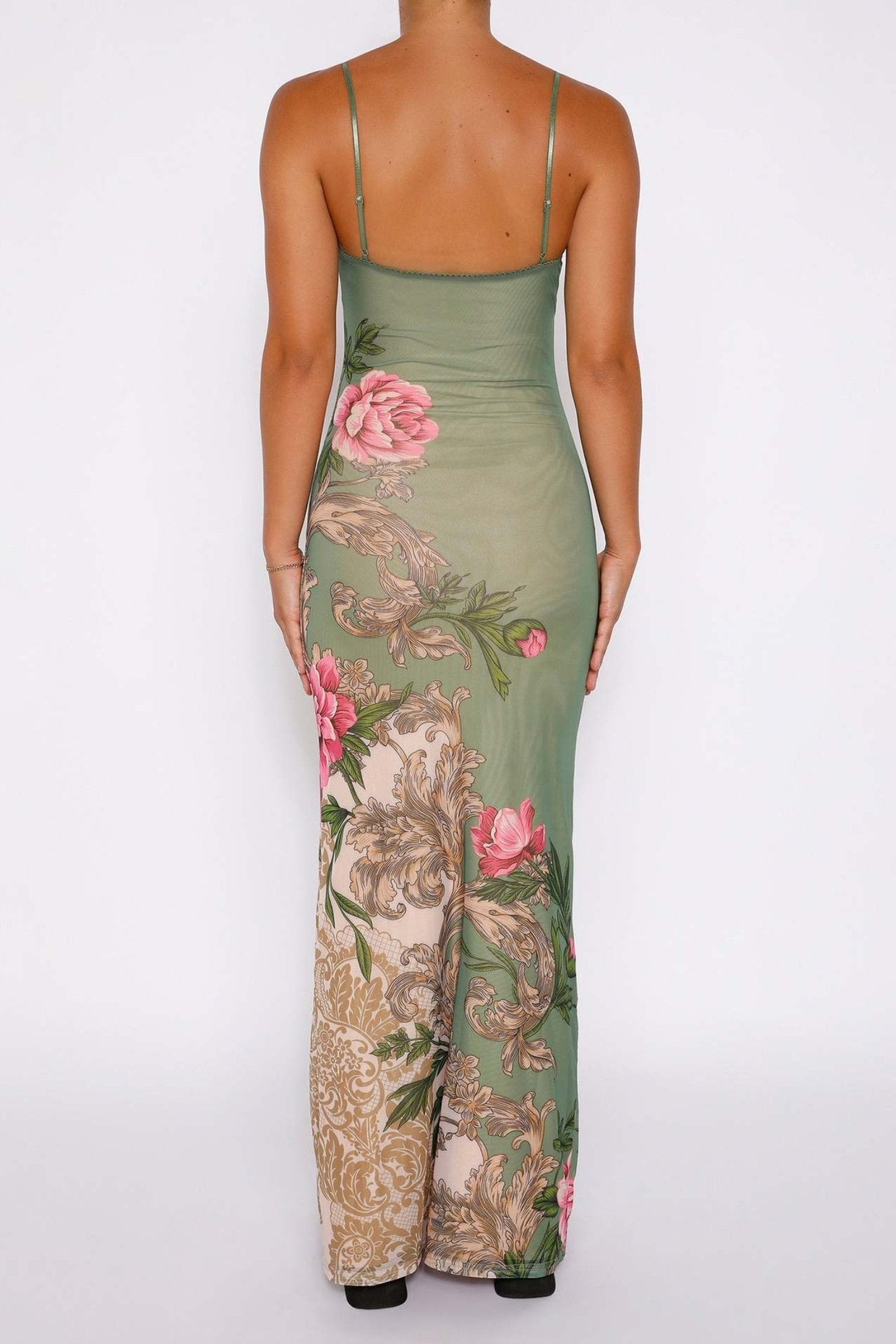 Vestido longo justo e estampado Patti