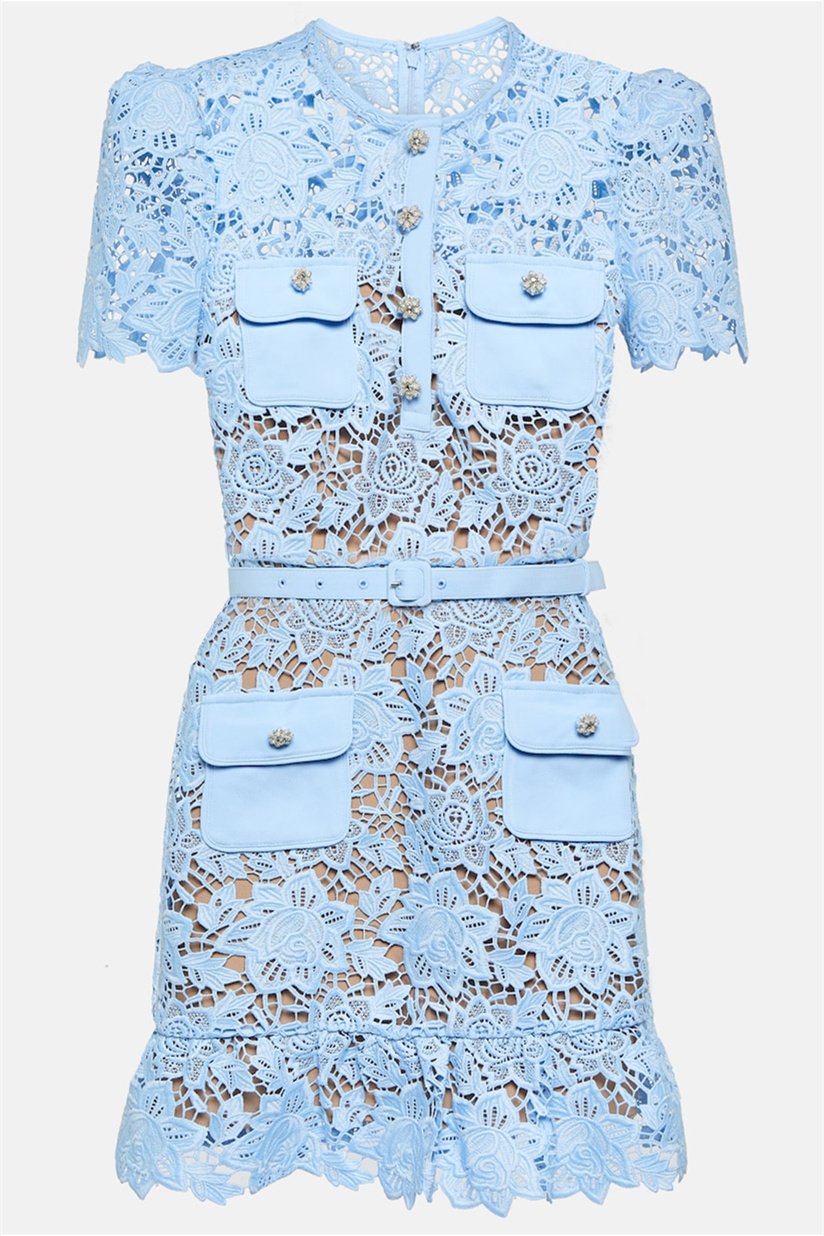 Mini-robe en dentelle brodée de fleurs Renata