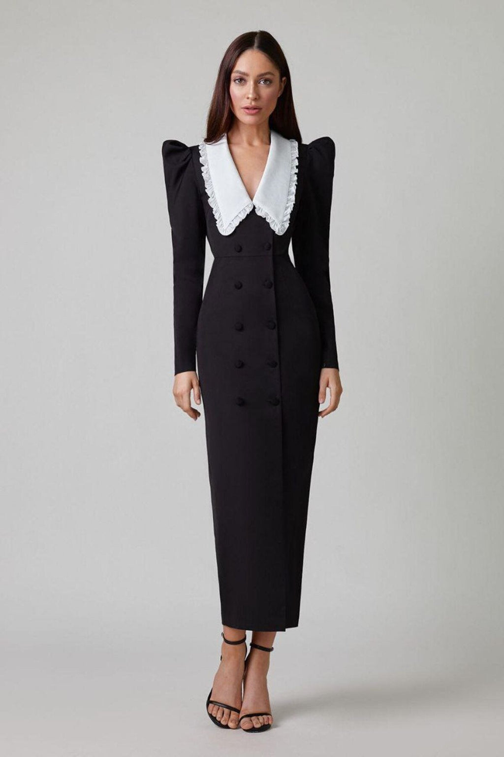 peter pan collar dress women Kathy Peter Pan Collar V-neck Midi Dress