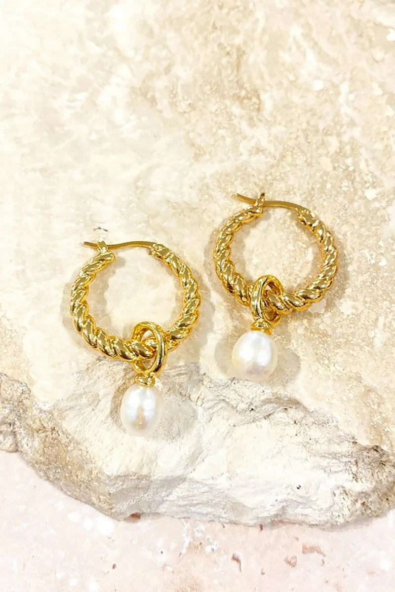 Orecchini pendenti Twist Pearl - Oro/Perla