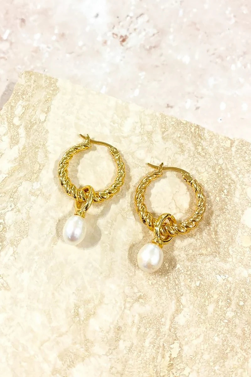 Orecchini pendenti Twist Pearl - Oro/Perla