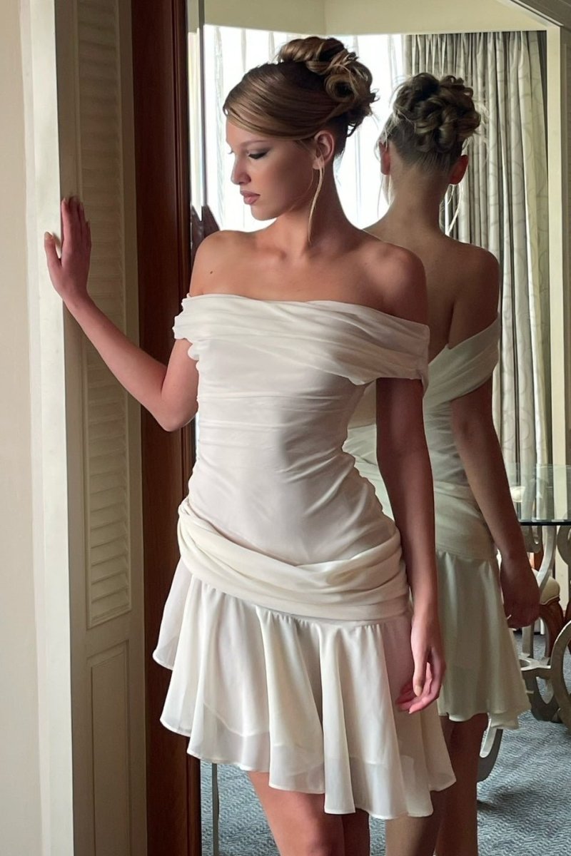 Mini abito monospalla in chiffon Marina