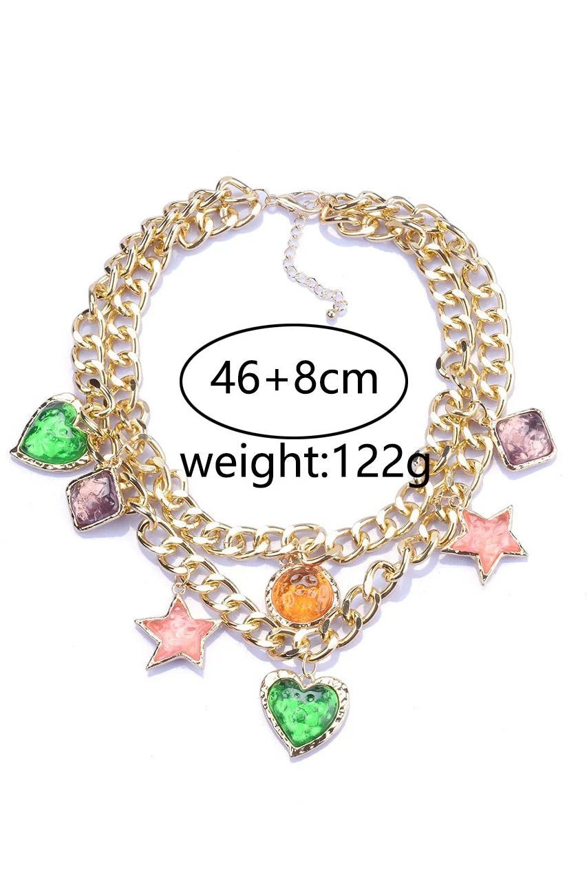 Metalliskt vintage pärla hänge halsband