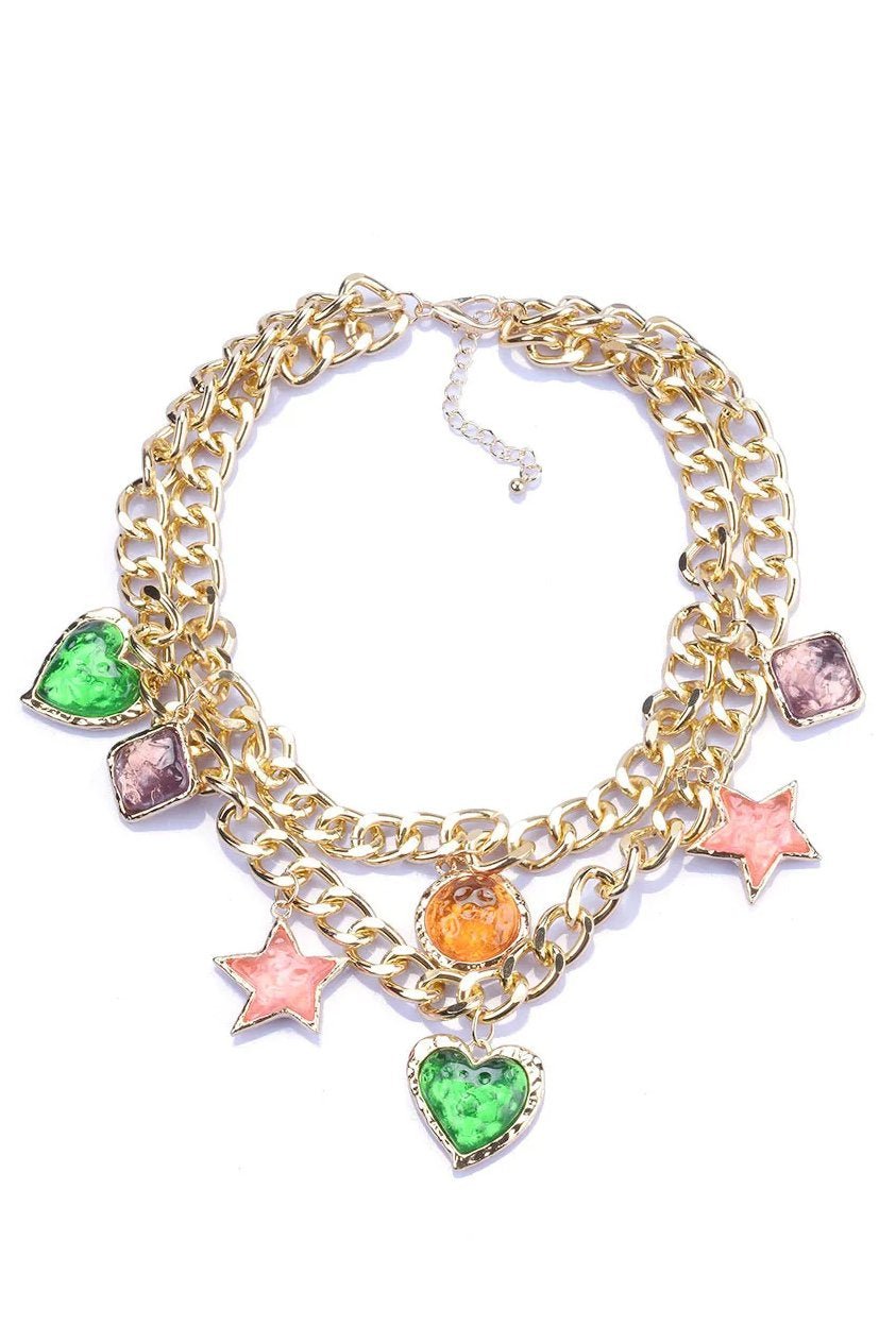 Metalliskt vintage pärla hänge halsband