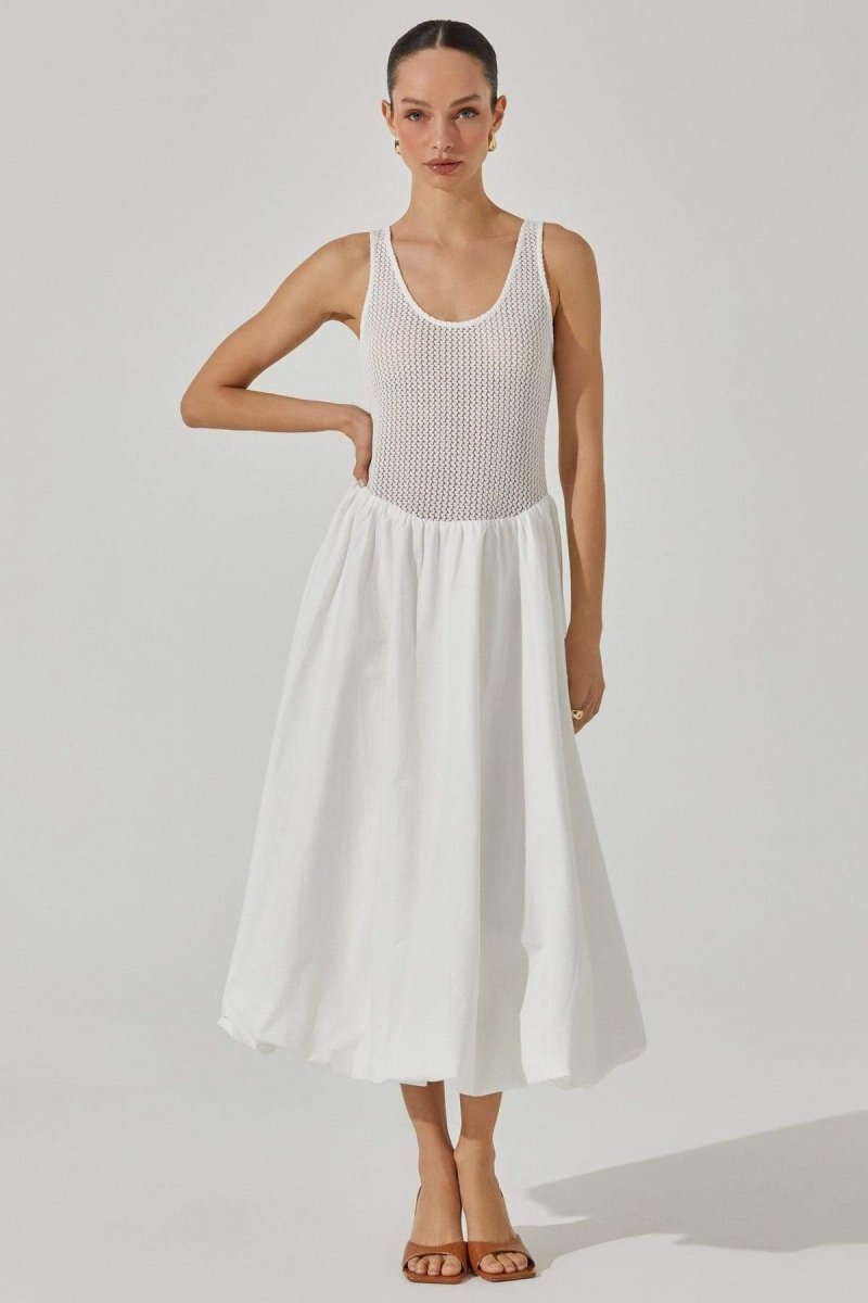 white tank top midi dress Novia Contrast Sleeveless Midi Dress