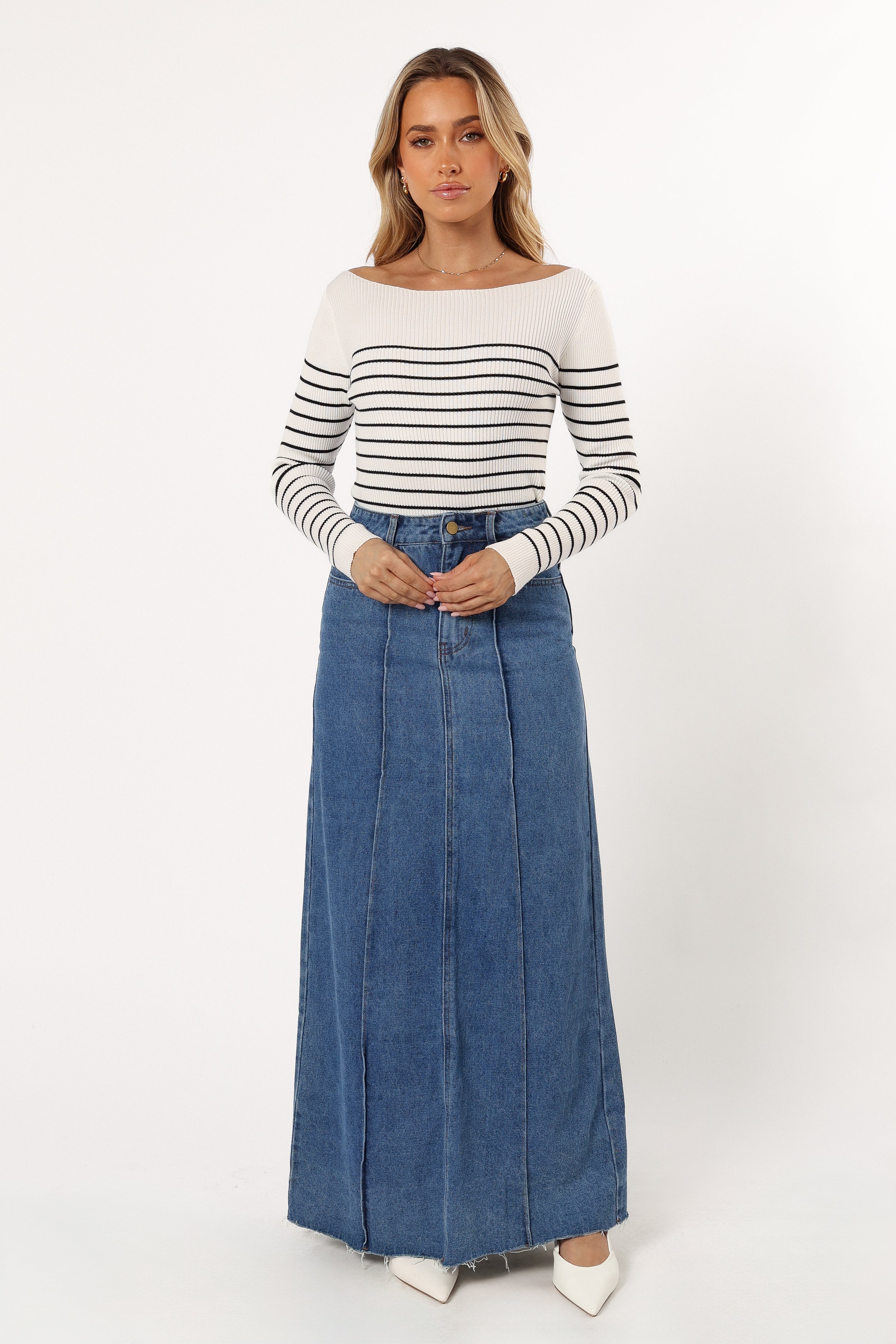 Kiersten Strik Top - Hvid Sort