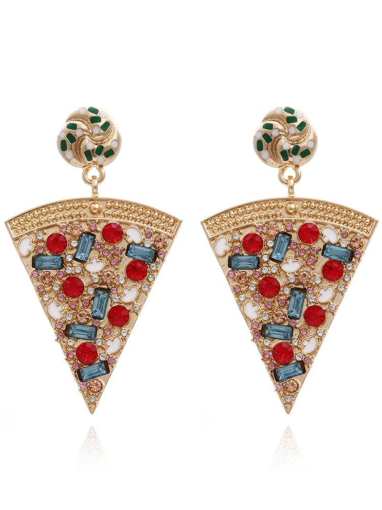 Pendientes colgantes de diamantes con forma de pizza