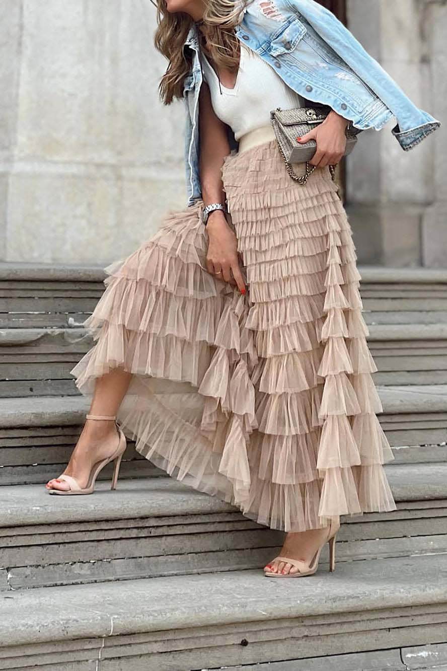 Mesh Layered Cake Skirt