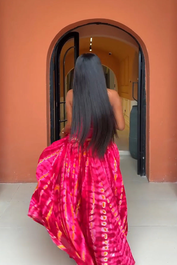 Boho-Red-Carpet Tie-Dye Maxi Dress