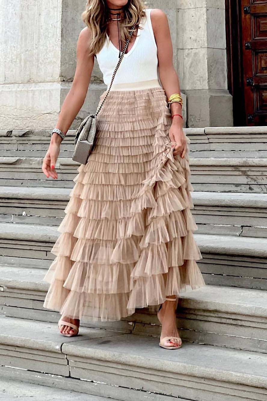 Mesh Layered Cake Skirt