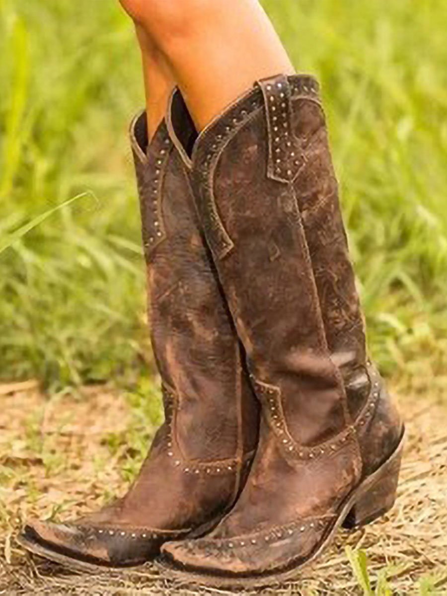 Vintage Nieten-Cowgirl-Stiefel
