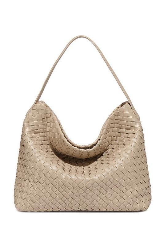 Woven Grouss Kapazitéit Schëller Crossbody Bag