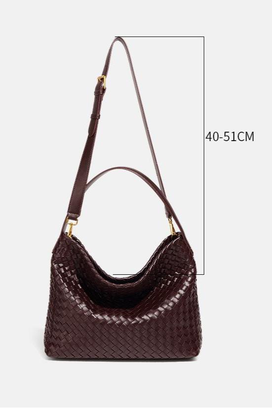 Woven Grouss Kapazitéit Schëller Crossbody Bag