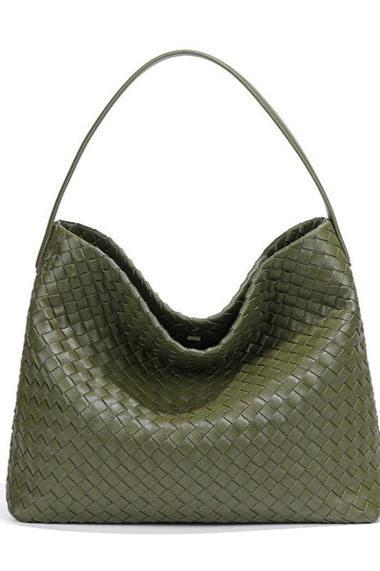 Woven Grouss Kapazitéit Schëller Crossbody Bag