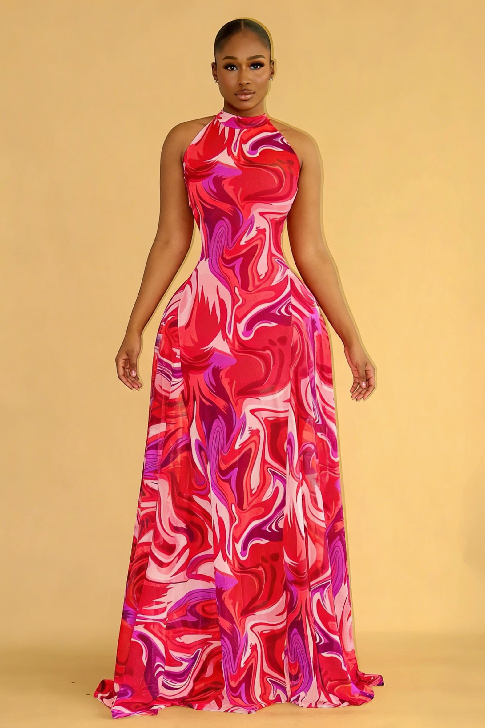 Vibrant Tie-Dye Back-Tie Maxi Dress