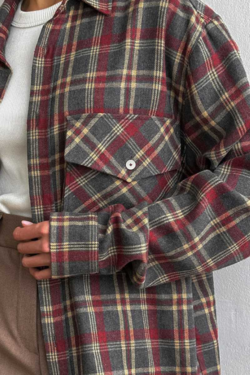 Vintage løs afslappet plaid skjorte