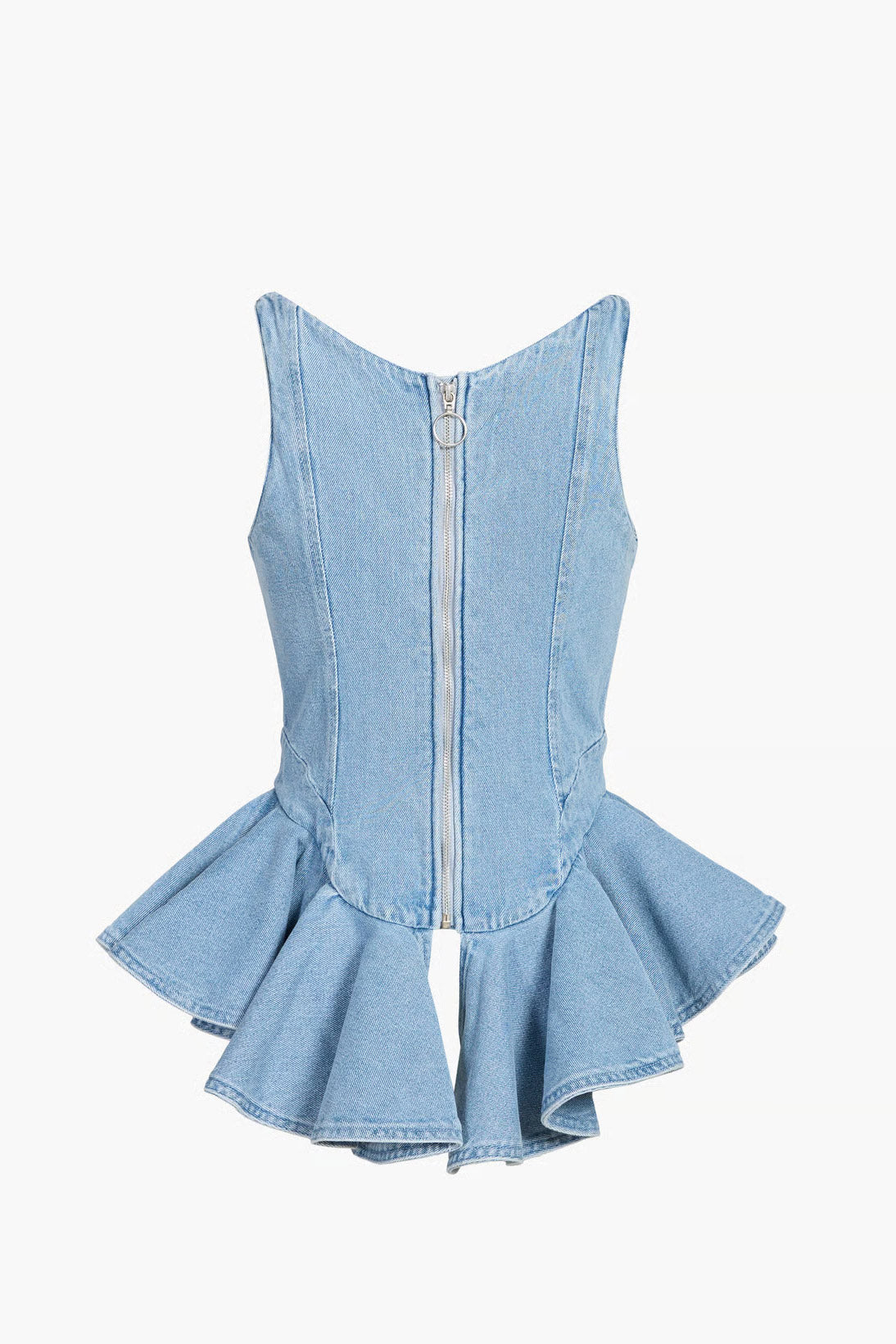Top en denim style corset avec basque