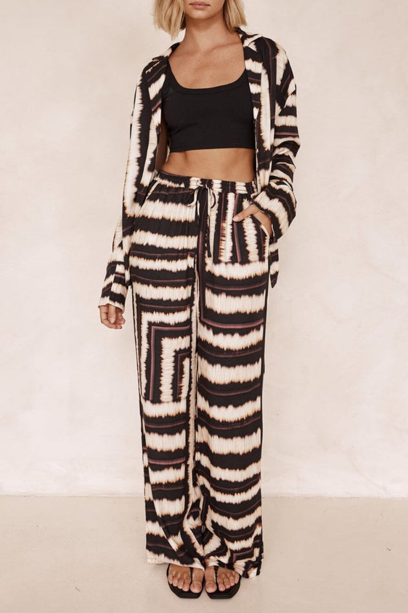 Signature Strip tekstureret chokoladeprint Baggy Pants-Set