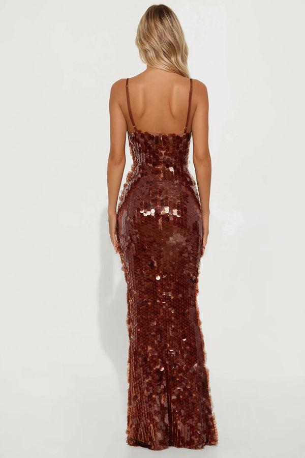 Sequin Spaghetti Strap Maxi Dress