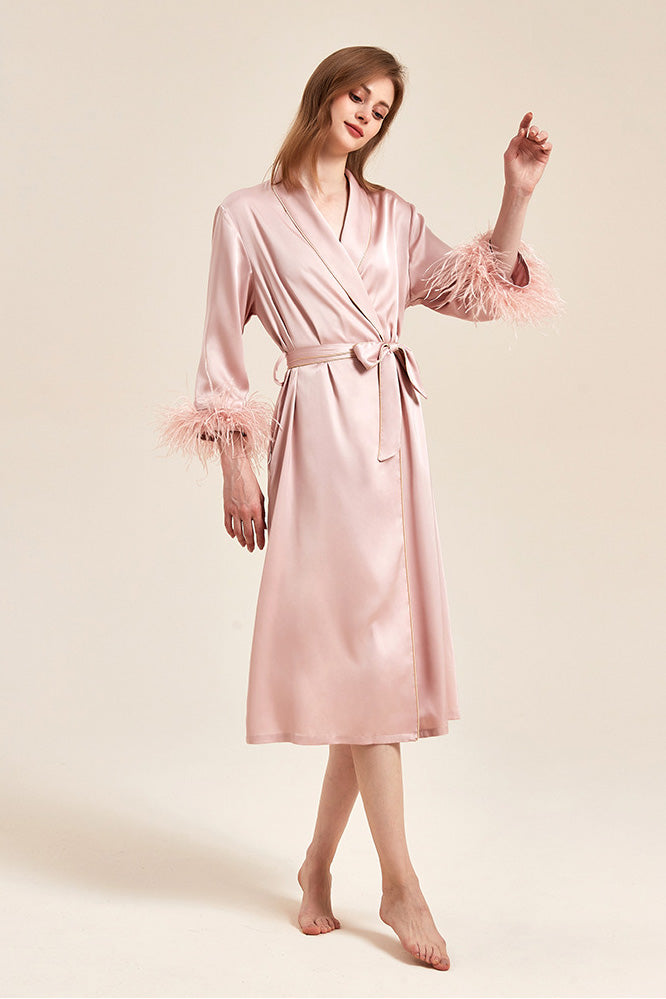 Pink Feather Bridal Robe