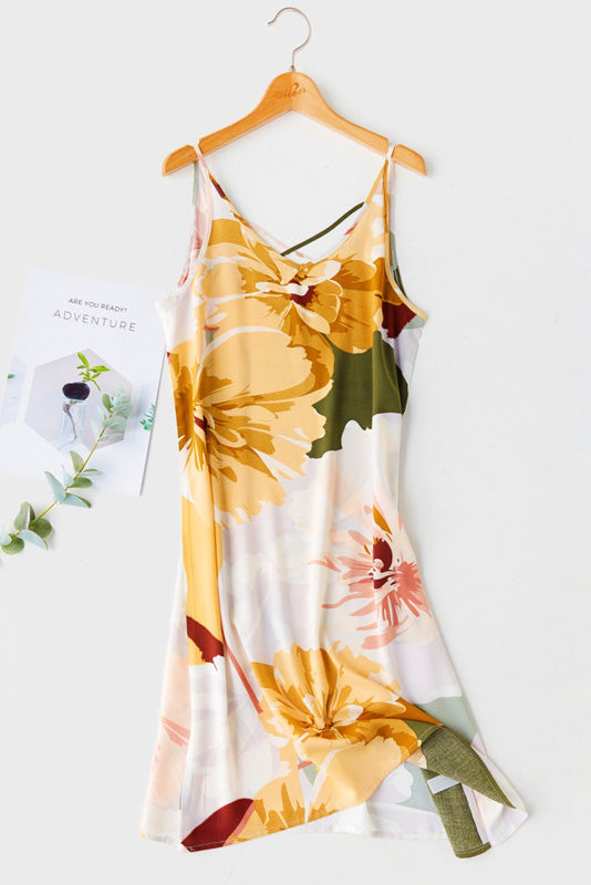 Printed Cross-Back Cami Dress