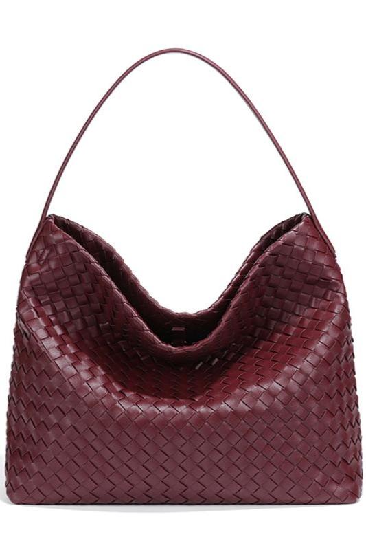 Woven Grouss Kapazitéit Schëller Crossbody Bag