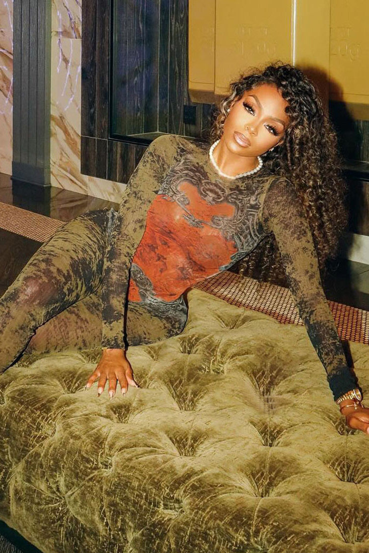 Edgy Baroque Camo Sheer Jumpsuit