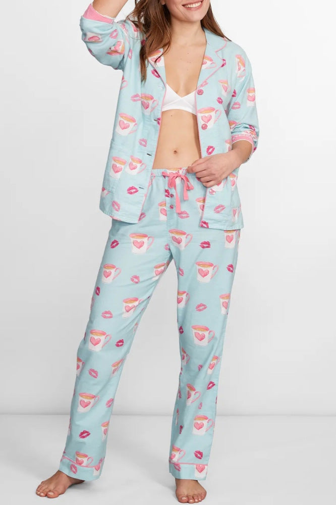 Ensemble de pyjama avec imprimé cœur et lèvres