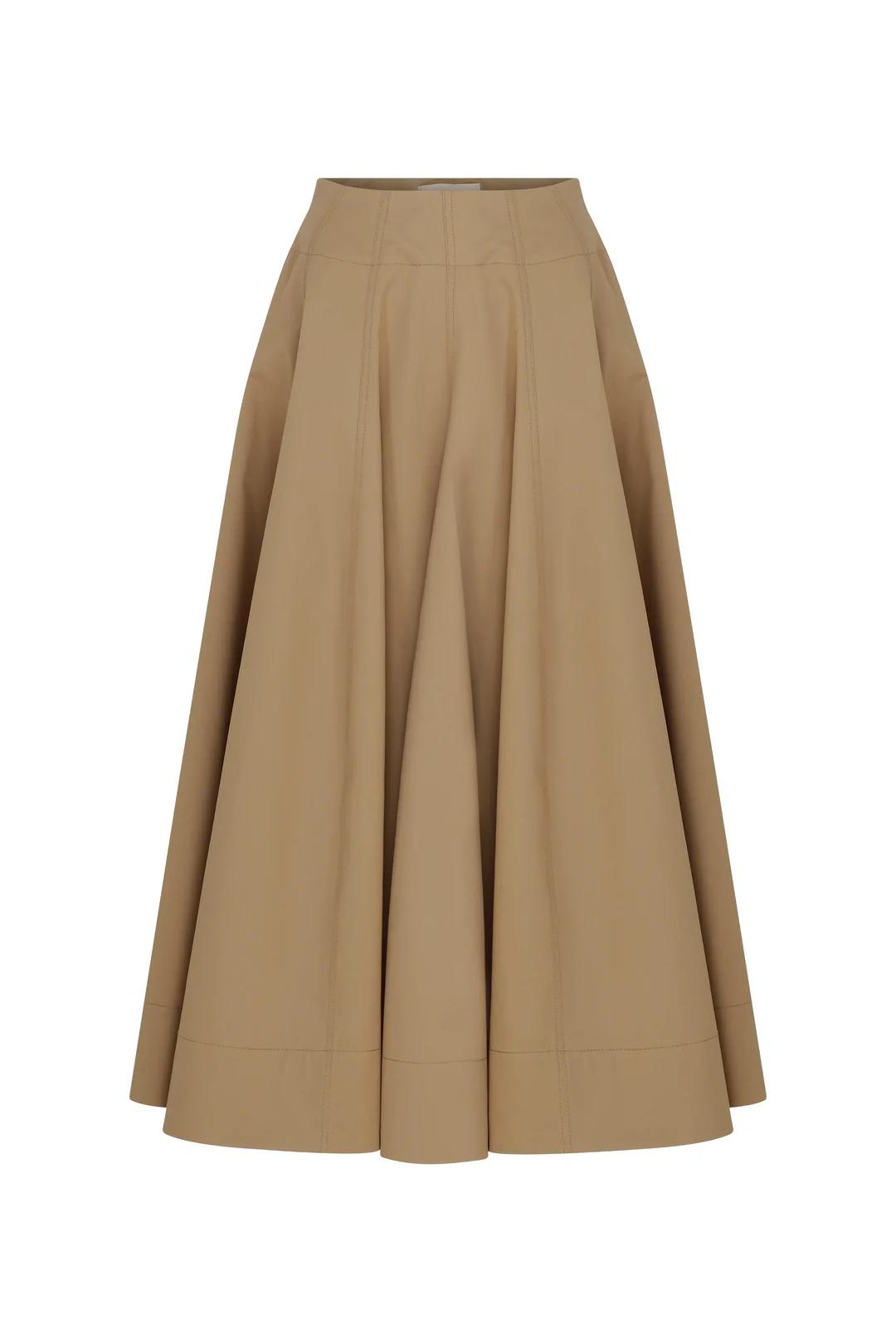Floral Shape Cutout Top & Pleated Cotton-Poplin Midi Skirt