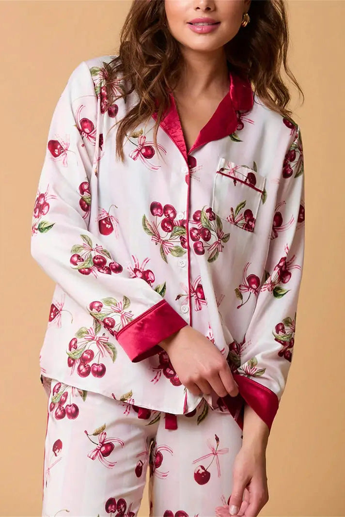 Conjunto de Pijamas con Estampado de Rayas Festivas de Navidad