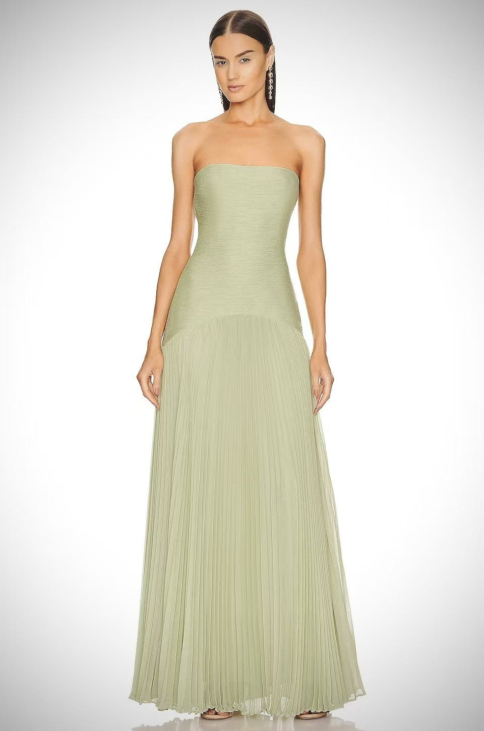 Russian Hot-Selling Solid Color Strapless Maxi Dress