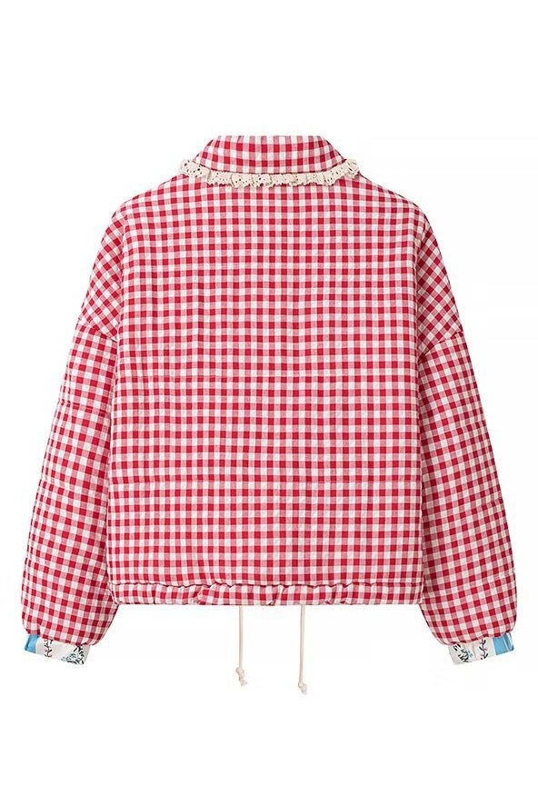 Plaid Pink Heart Pocket Jacket