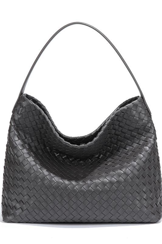 Woven Grouss Kapazitéit Schëller Crossbody Bag